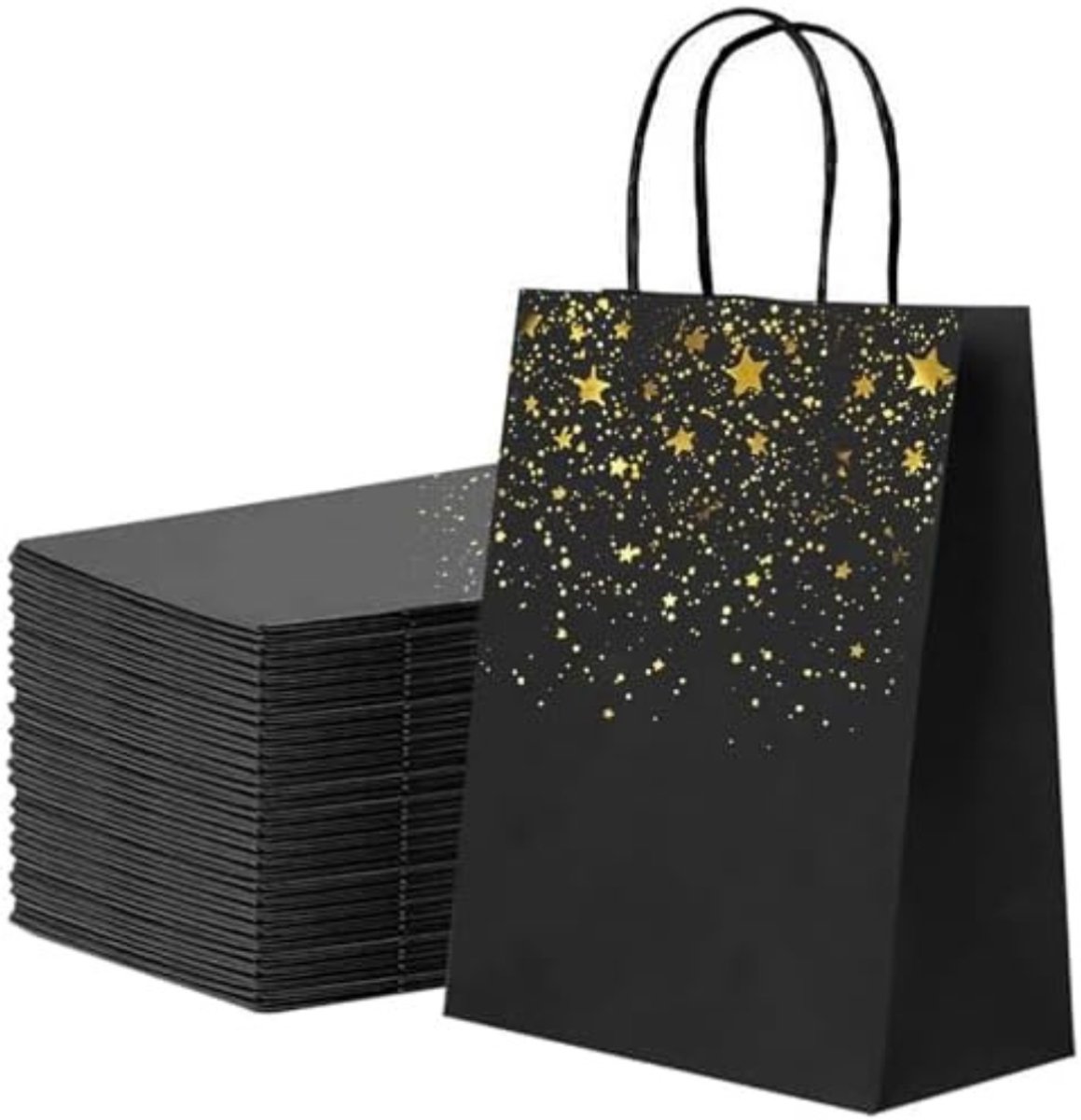 Imperatoris - Geschenktas - Zwart - Cadeauverpakking - Cadeaupapier - Cadeautasjes - Papieren Tassen - Gift Bag - Met Handvat - Kraft Tas - 21 x 15 x 8 cm - 24 Stuks