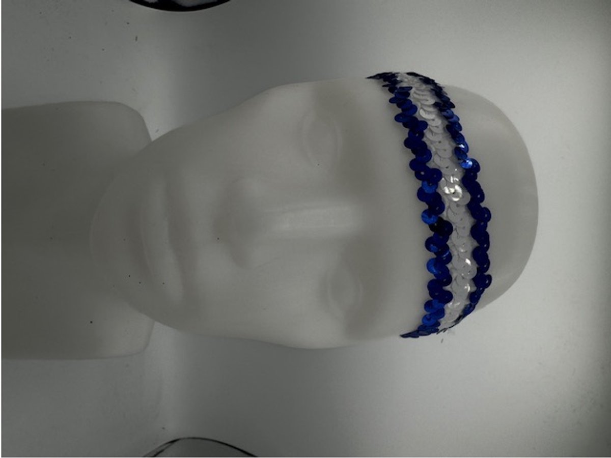Hoofdbandje met pailletten blauw wit