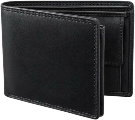 THL Design - Leren Portemonnee Heren - Portefeuille Heren - Billfold - RFID Bescherming - Nappa Leer - Zwart