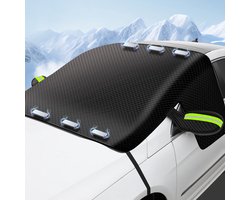 Ynkkvre - Grootformaat Beschermhoes Voorruit - Windschutzscheibenabdeckung Auto - Volledige Voorruit + Zijruiten + Portierhandvatten - 1 Stuk - Alle Jaargetijden - Zwart