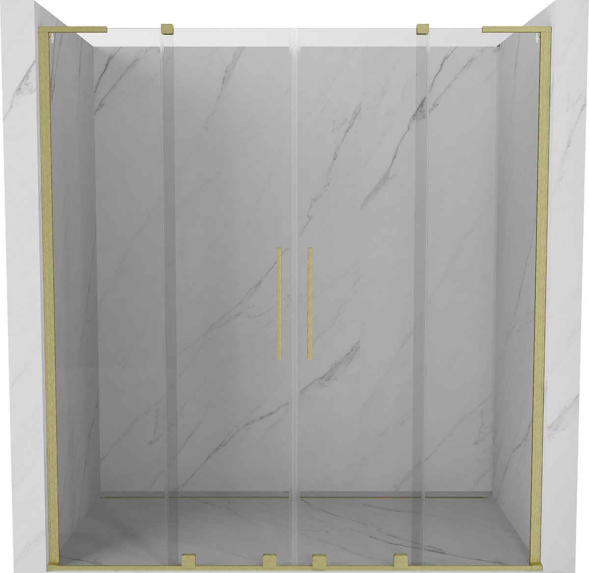 Mexen Velar L Duo schuifdouchedeur 170 , transparant, geborsteld goud - 871-170-003-02-55