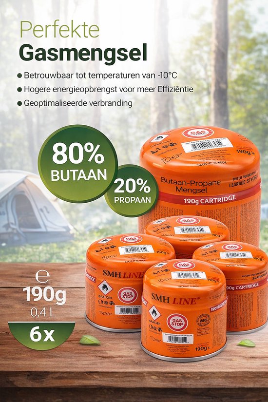 SMH LINE® Gaspatroon 190g - Prikcartouche - 10x - Incl. Gasbloksysteem van SMH LINE® — afbeelding 3