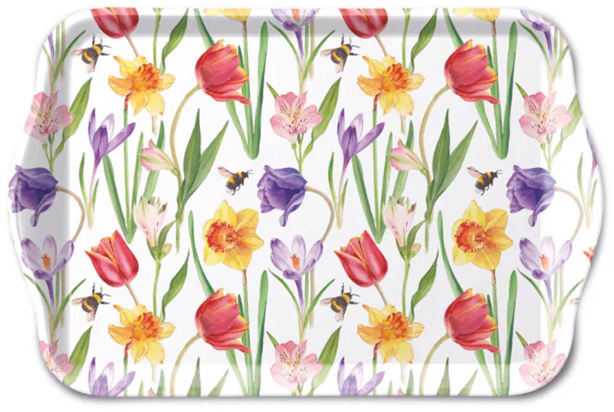 Tray melamine 13x21 cm Flowers in spring