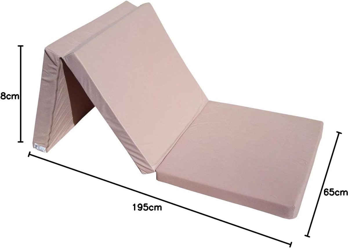 Noodmatras Opvouwbaar 195 x 65 x 8 cm – Logeermatras & Zitmatras voor Gasten – Schuimmatras met Meubelstof – Compact, Lichtgewicht & Comfortabel – Pauwhome