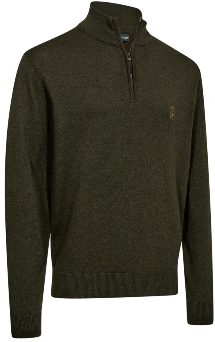 Deerhunter Harrington ½-Zip Knit Forest Ember Melange Outdoortrui warmetrui Scandinavische trui 2XL Oranje