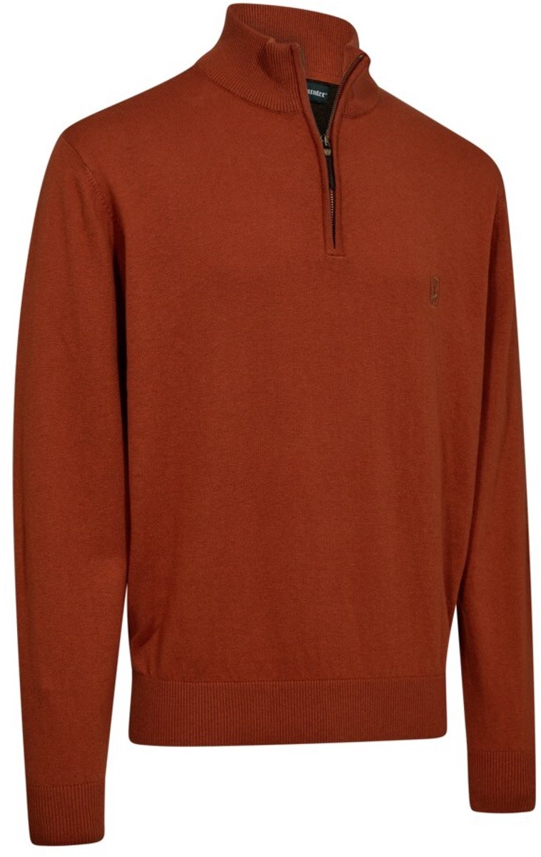 8119 Deerhunter Harrington ½-Zip Knit Oak Rust Melange Bruin