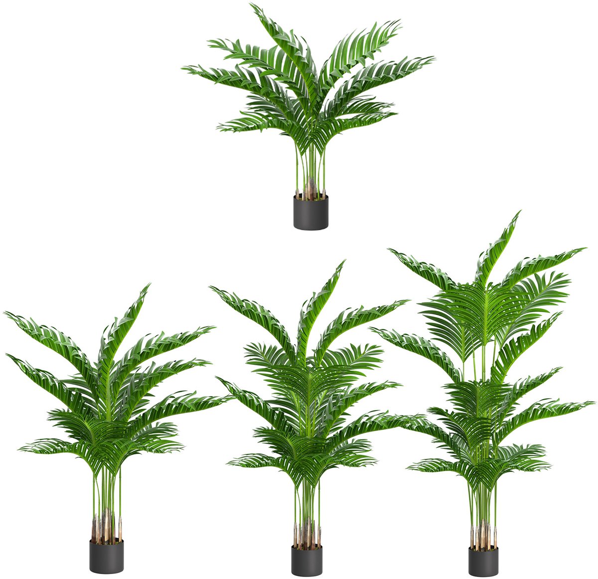 Aufun Kunstplant Palme 90 cm - Echtgetrouwe met natuurlijk houten stam, decoratie voor woonkamer slaapkamer kantoor