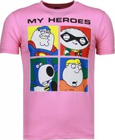 Local Fanatic Super Family - T-shirt - Pink Super Family - T-shirt - T-shirt rose pour homme Taille XL