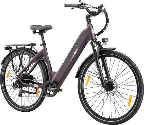 TTGO C3 SE Elektrische Fiets - 250W Motor - 36V18Ah Accu - Max Snelheid 25km/u - 28 INCH Banden - Max Bereik 80-120km - Shimano 7 Versnellingen - Paars