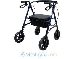 Medlogics Rollator - Lichtgewicht - met zitvlak - zitfunctie - zachte zitting - rugsteun