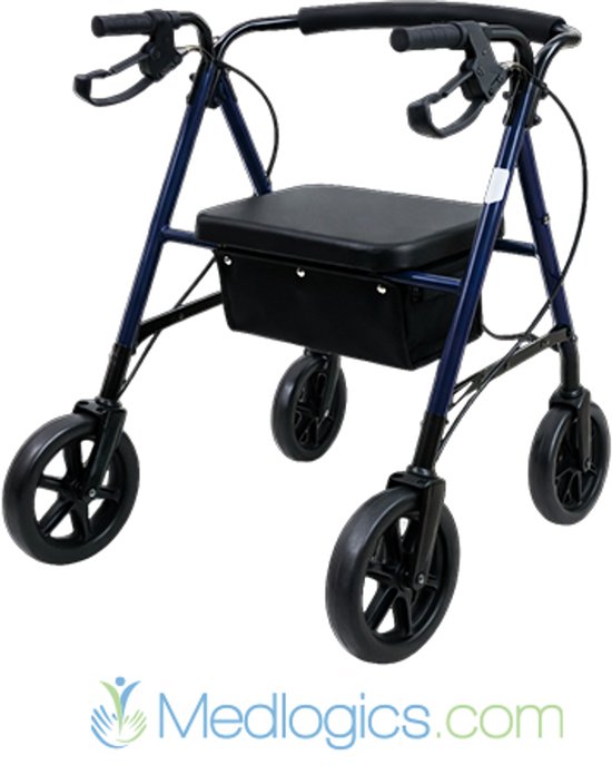 Medlogics Rollator - Lichtgewicht - met zitvlak - zitfunctie - zachte zitting - rugsteun