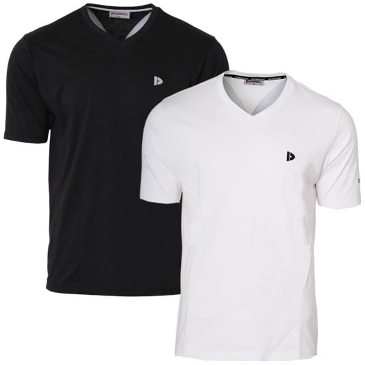 2-Pack Donnay - T-shirt (Berno) - Sportshirt - V-hals shirt - Heren - Black/White (1377) - maat L