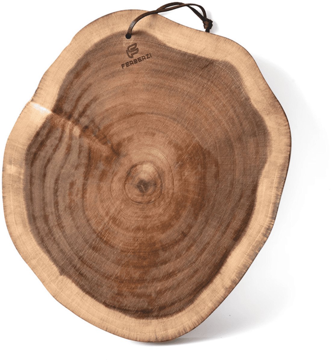 Ferberzi Houten Snijplank – Massief Acaciahout – Serveerplank Kaasplank Tapasplank – Organische Vorm – 37 cm