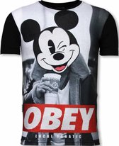 Obey Mouse - Digital Rhinestone T-shirt - Zwart