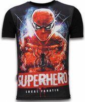 Super-héros fanatique local - T-shirt strass numérique - super-héros noir - T-shirt strass numérique - T-shirt homme noir taille L