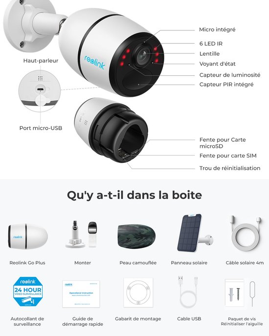 Reolink Go Plus met zonnepaneel 4G LTE Cellular Beveiligingscamera 2K 4MP Super HD, Detectie personen/voertuigen/dieren, Draadloze Oplaadbare Batterij Zonne-energie, 33ft Nachtzicht, Time Lapse, Zonder WiFi van Reolink — afbeelding 5