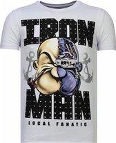 Iron Man Popeye - Rhinestone T-shirt - Wit