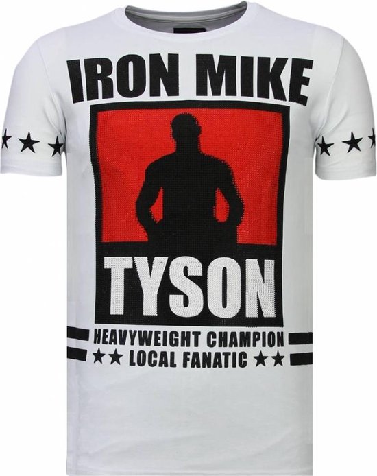 Local Fanatic Iron Mike Tyson - T-shirt strass - Wit Iron Mike Tyson - T-shirt strass - T-shirt homme Wit Taille L