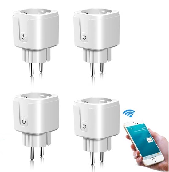 4x Slimme Stekker met Timer & Energiebesparing - Smart plug Alexa & Google Home - 16 A