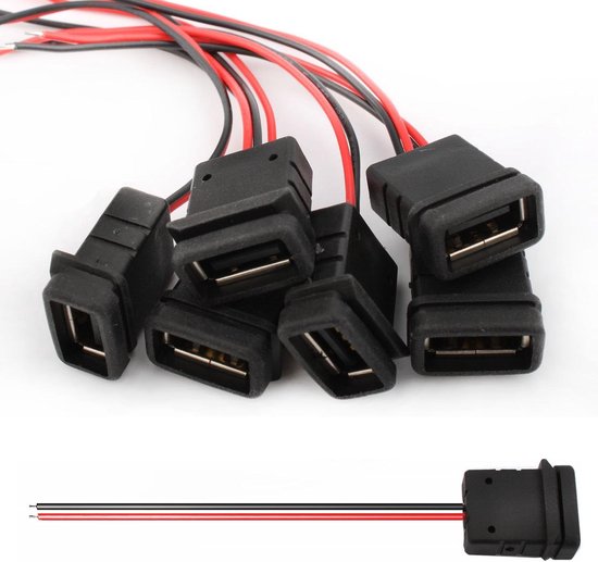 USB Aansluiting Set met 6 Stuks - 3A USB A Stekker - Inbouwbus ...
