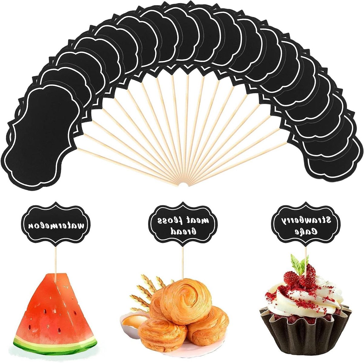 Decoratieve tandenstokers voor feestjes en bruiloften - Set van 50 stuks, zwart