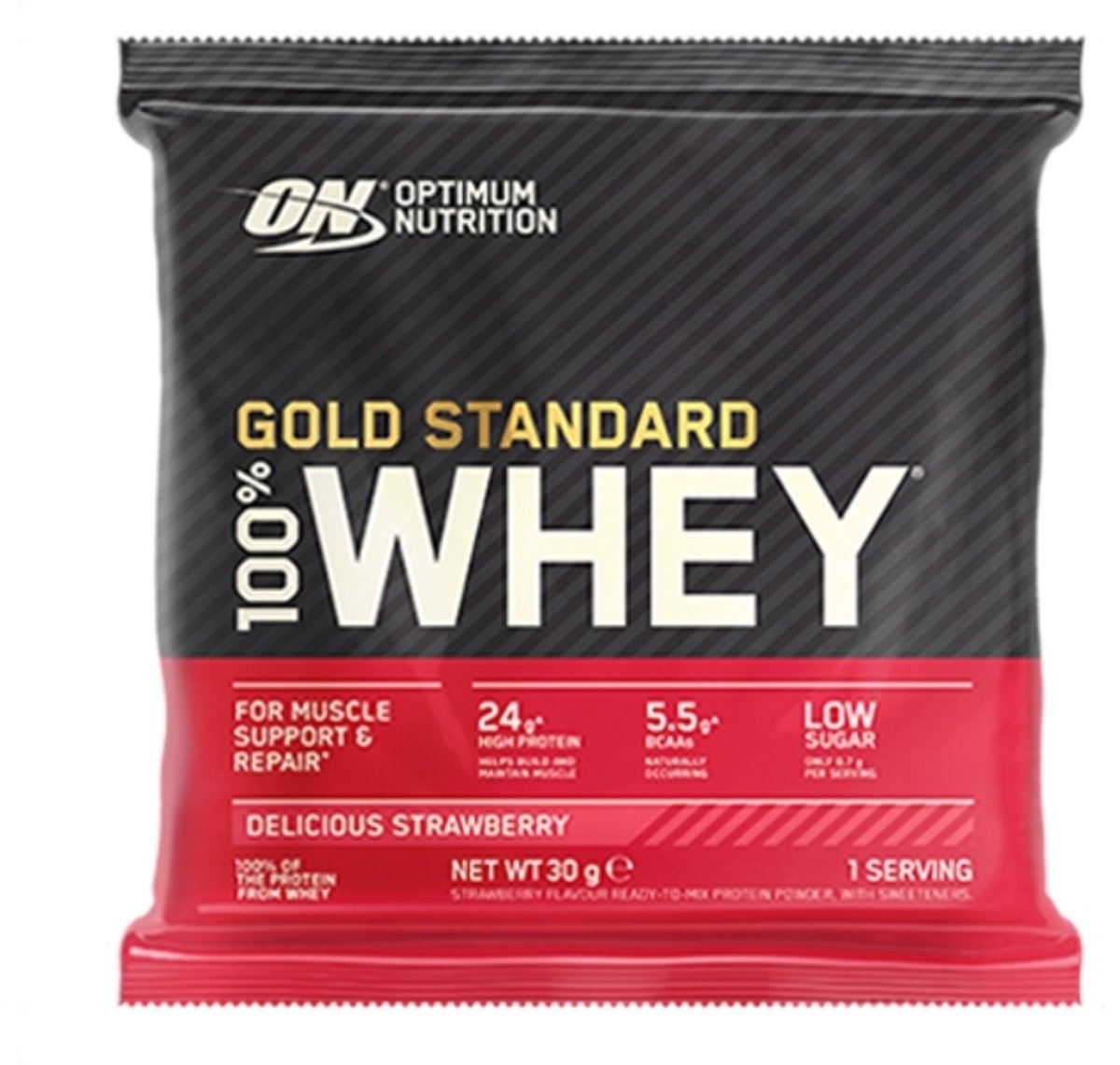 Optimum Nutrition Gold Standard 100% Whey Protein Sachet - Delicious Strawberry - Proteine Poeder - Eiwitshake - 31 gram (1 serving)