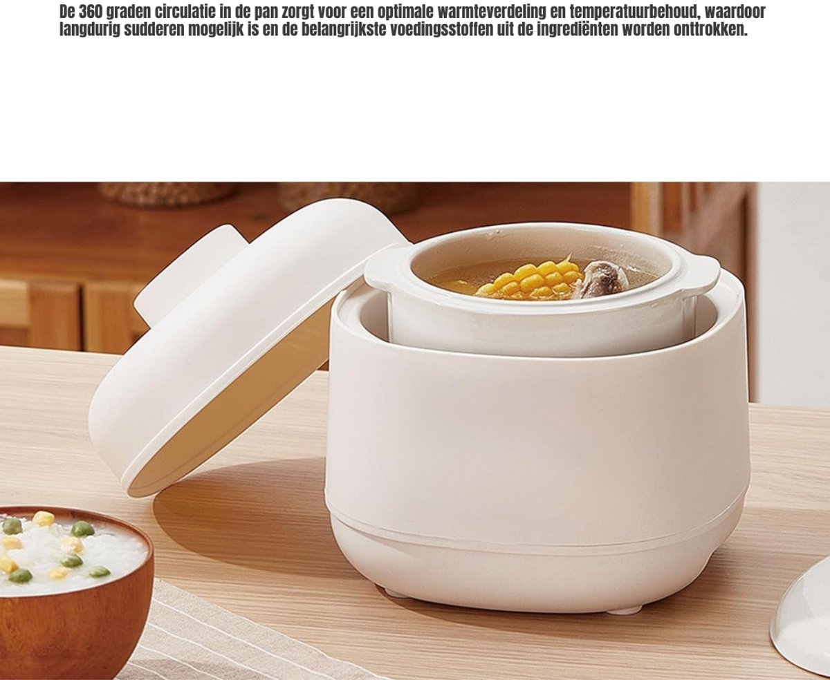 Aurixi® Slowcooker met Timer 23cm - Wit - afbeelding 2