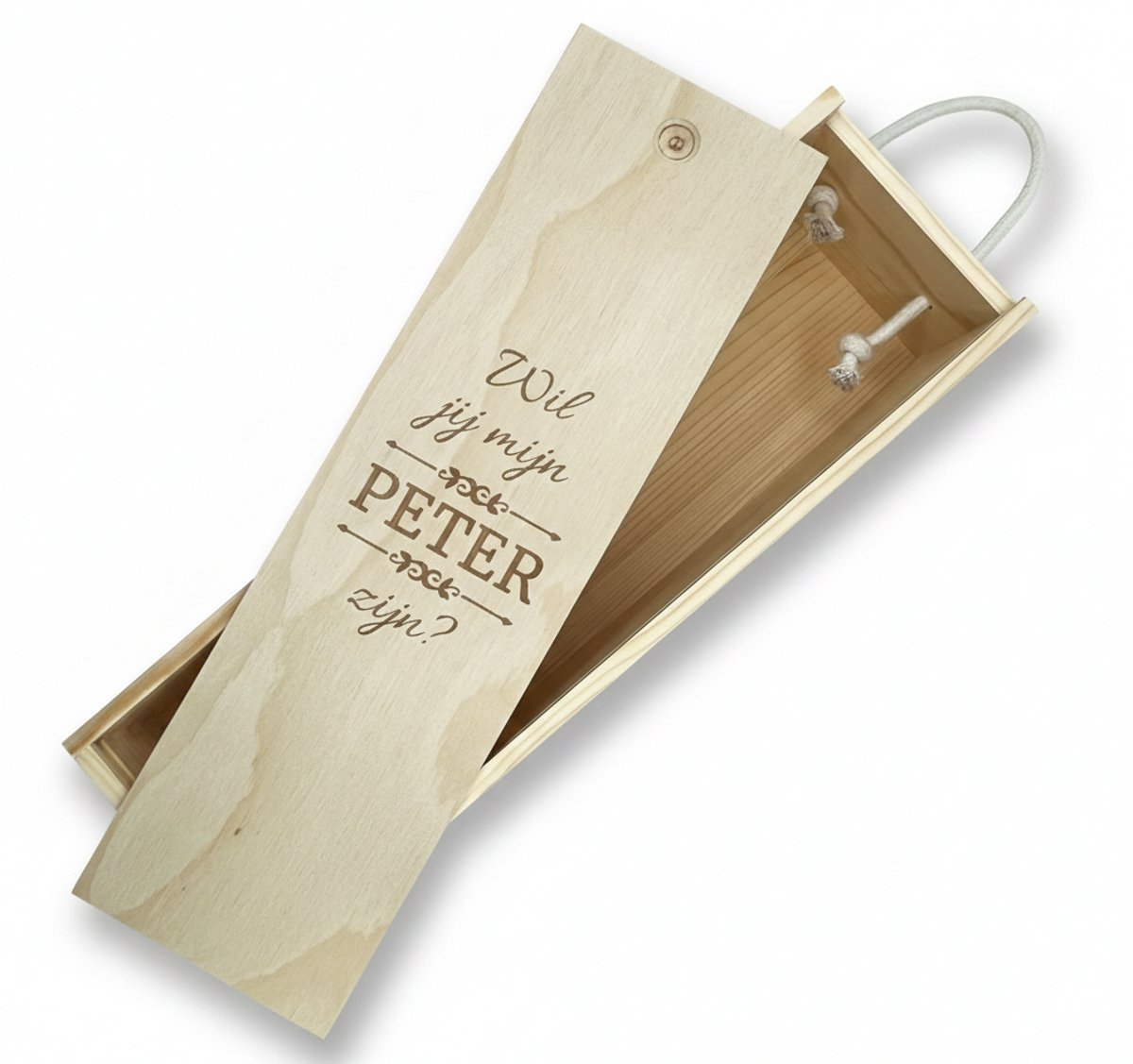 Gegraveerde wijnkist voor 1 fles – Gepersonaliseerde wijnkist met tekst – Cadeau voor peter, meter & speciale momenten