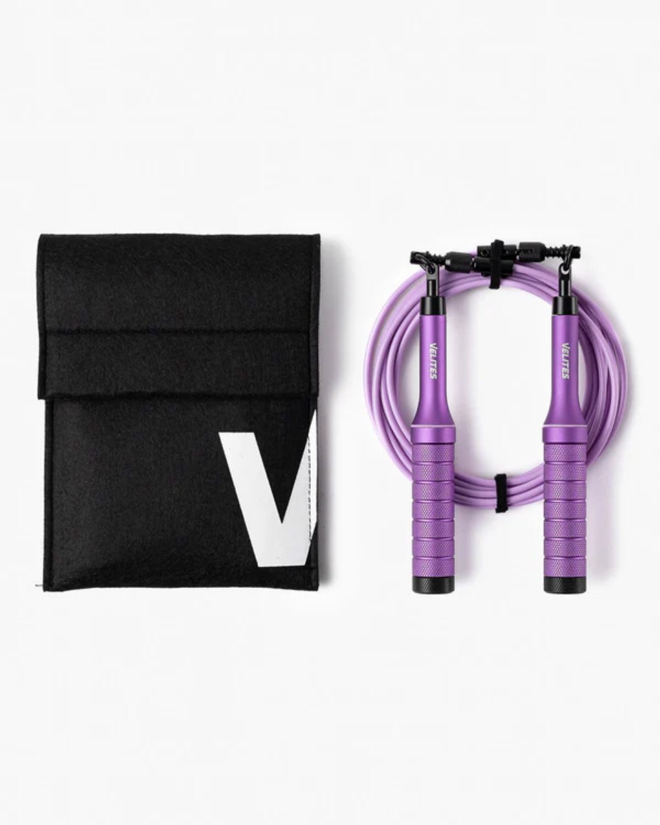 Velites Earth 2.0 Verzwaard Springtouw Paars – Instelbare Jumprope tot 1,6 kg – CrossFit, Functional Fitness & Conditioning – Geschikt voor Double Unders
