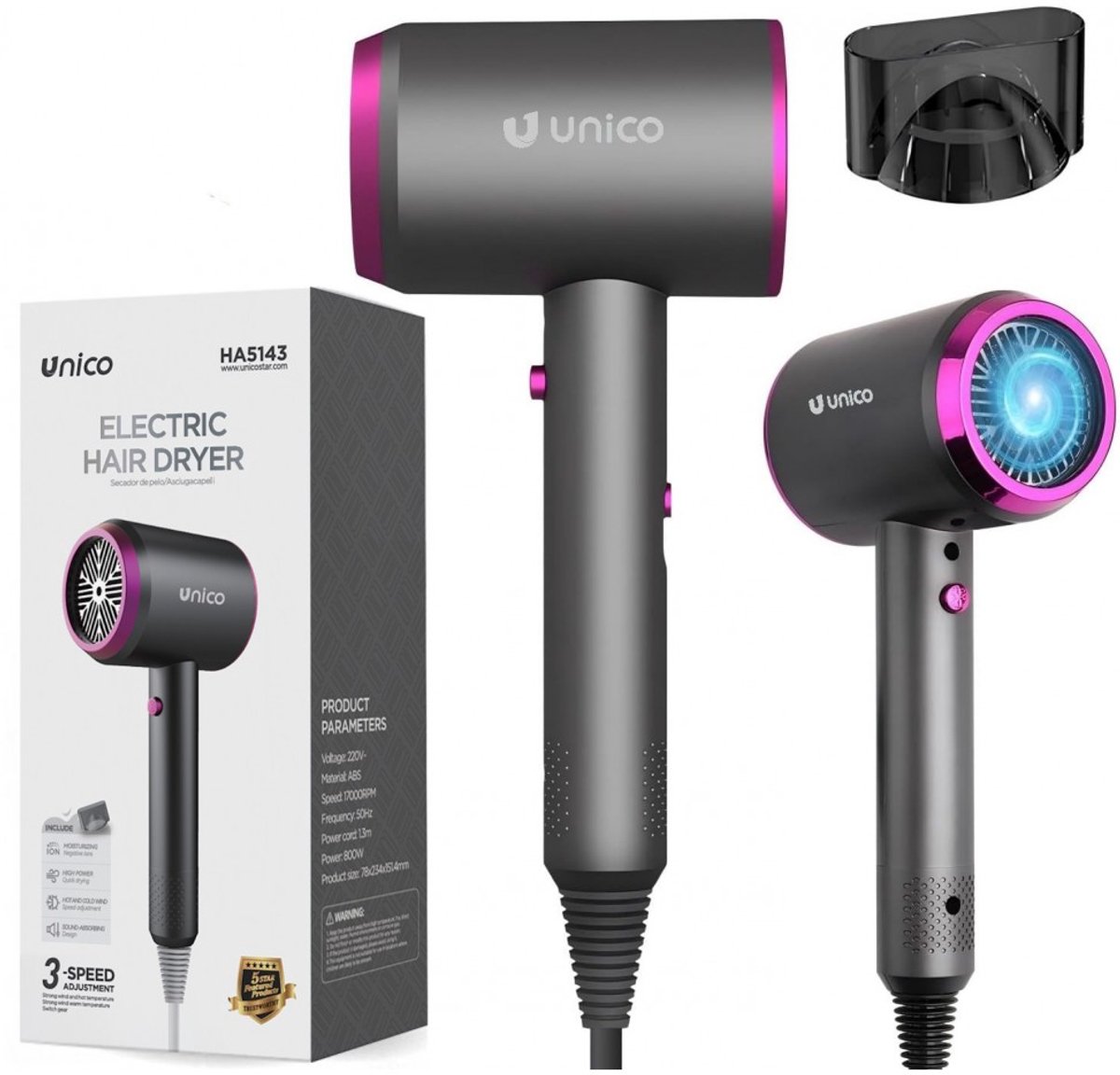 Unico Professionele Föhn 800W thumbnail 2