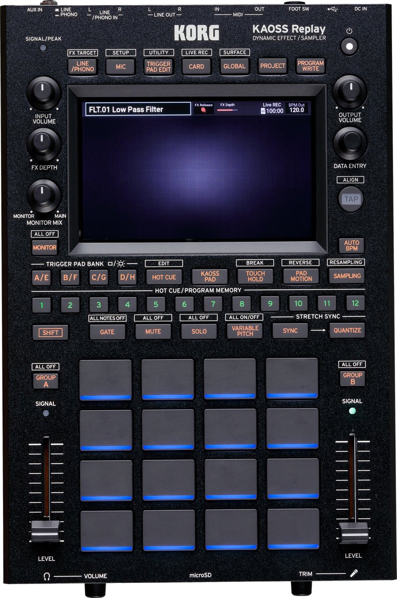 KORG KAOSS Replay DYNAMIC EFFECT / SAMPLER Krachtige sampler met geïntegreerde KAOSS-effecten en uitgebreide performancefuncties