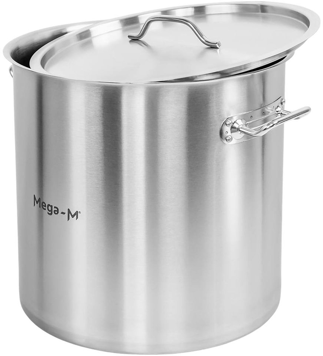 Mega-M STANDARD - Hoge Kookpan met Deksel - 50 L - RVS - Sandwichbodem