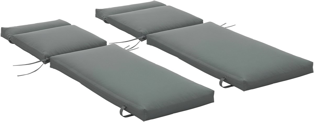 Set van 2 Kussens voor Ligstoelen, Extra Dikke 8 cm Tuinkussens, Donkergrijs, Alleen De Kussens.