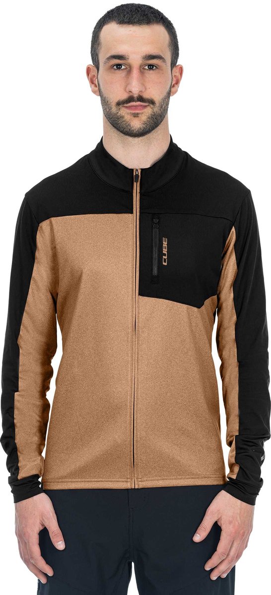 CUBE Fietsshirt ATX FULL ZIP JERSEY CMPT L/S BROWN/BLACK S