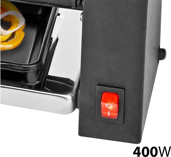 Melissa Gourmetstel voor 2 Personen - 400W - Grillplaat 23x10cm - 2 Raclette Pannetjes met Antiaanbaklaag - 16300031 - Zwart — afbeelding 3