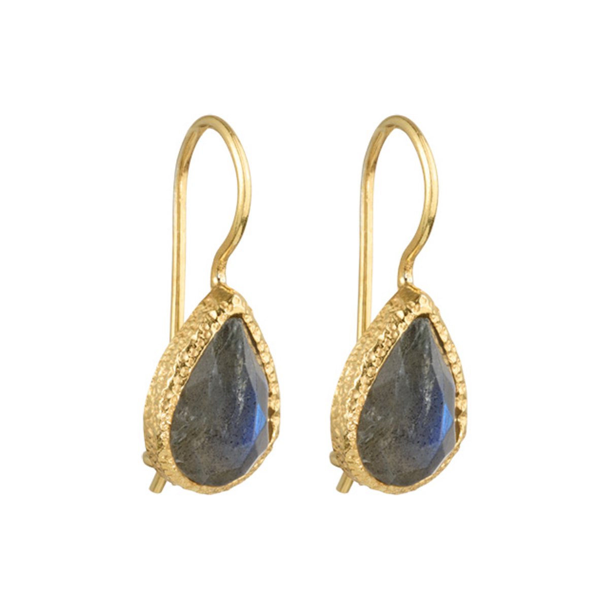 I'M ME JEWELLERY - druppel oorbellen - labradoriet- 24 karaats vermeil goud
