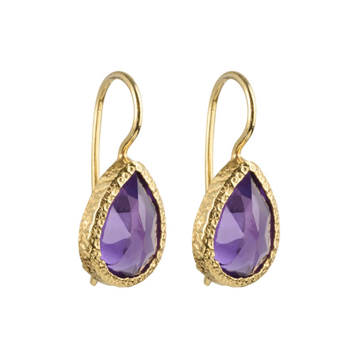 I'M ME JEWELLERY - druppel oorbellen - donkere amethist - 24 karaats vermeil goud