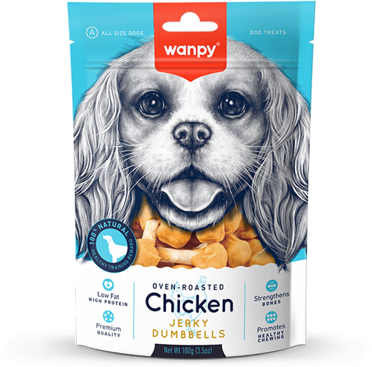 Wanpy - Jerky Dumbbells - Kip - hondensnack