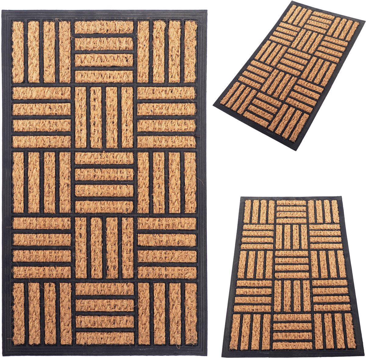 KADAX kokosmat 45 x 75 cm, rechthoekige deurmat van kokos en rubber, antislip deurmat voor buiten, vuilvangmat met rubberen onderkant