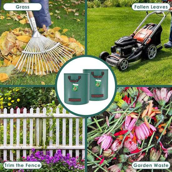Dreamhigh® Tuinafvalzak- 272L x 2 pack- Tuinzak met 4 Handgrepen - Tuinafvalzakken Afvalzak -Bladzakken- Waterafstotend en Inklapbaar - voor Tuinafval en Groenafval — afbeelding 4