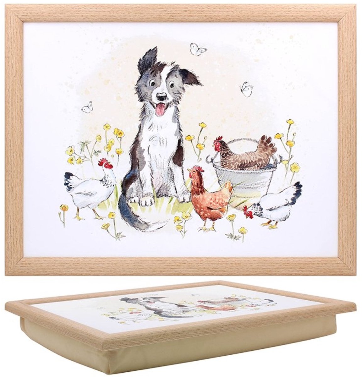 Cosy Creations- Laptray - Schoottafel - Schootkussen - Laptoptafel - Dienblad met kussen - bordercollie 43x6.5x33cm-1 stuks
