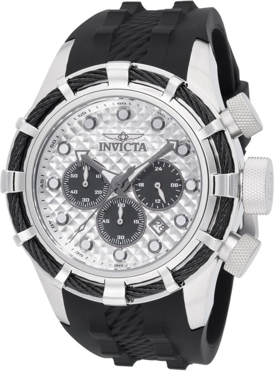 Invicta Bolt 49163 Heren Horloge - Waterdicht - Analoog - Quartz Uurwerk - Roestvrij Staal met zilveren Wijzerplaat - 50mm