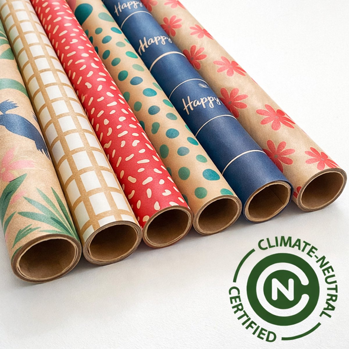 Inpakpapier Luxe Kraft - 6 Rollen - 200x70 cm - Plasticvrij & FSC - Cadeaupapier