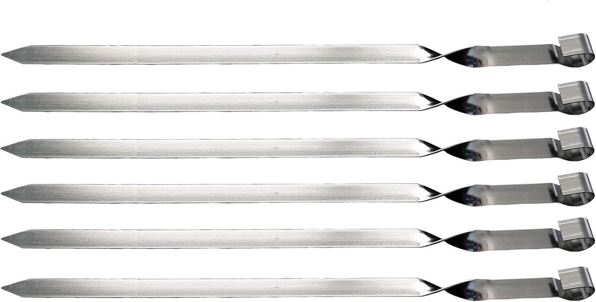 Extra Brede Grillspiezen RVS - Set van 6 Stuks (50 cm)