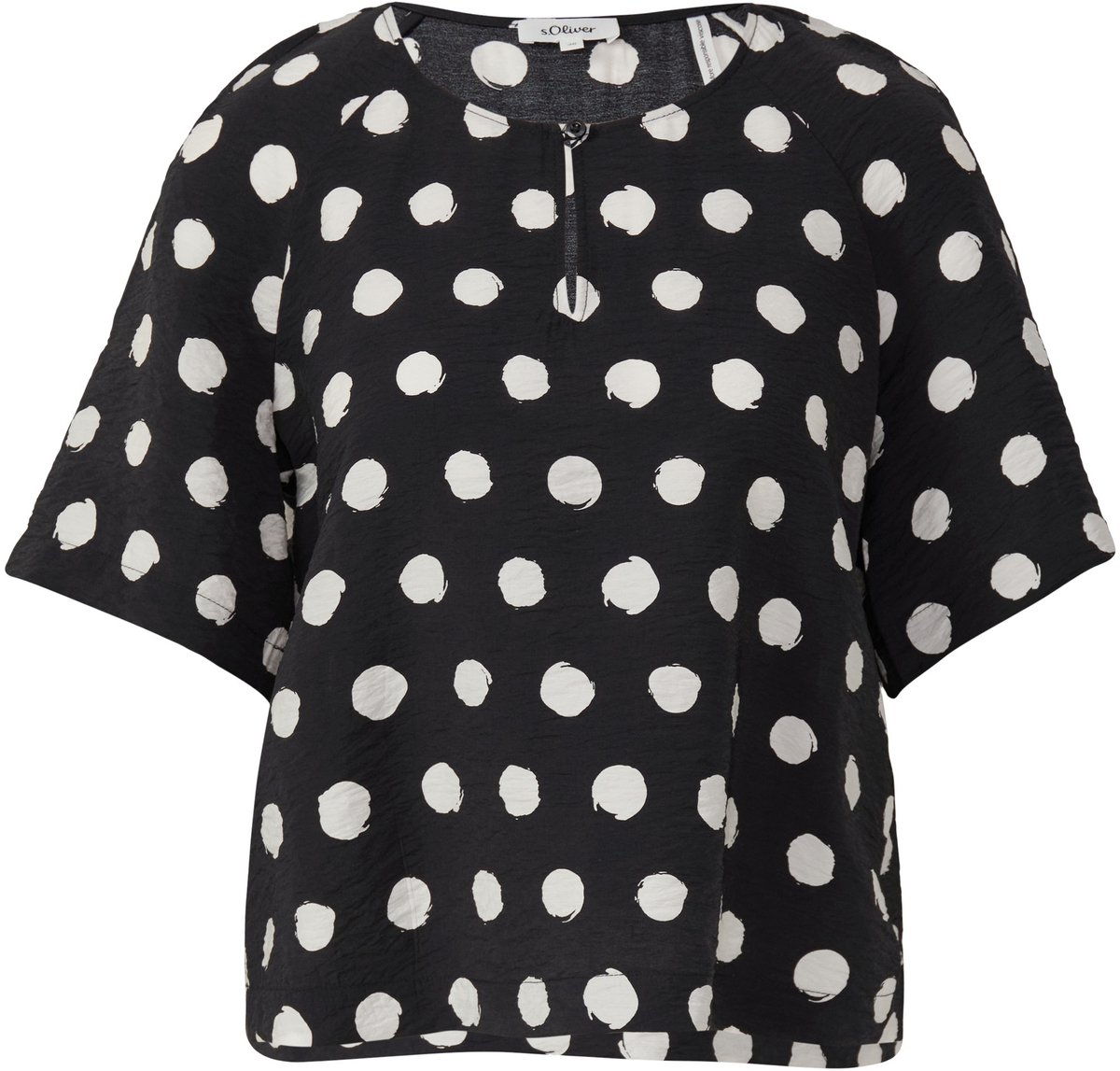 Kortere blouse van een gestructureerde viscosemix