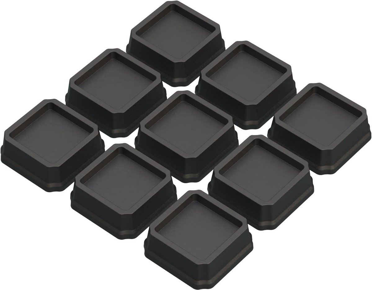 Set van 9 Zwarte Meubelverhogers 1 Inch voor Bed, Bank en Zware Meubels
