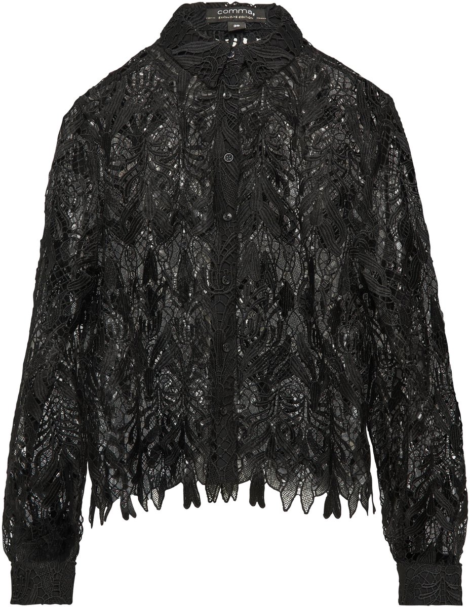 comma - female - Sheer blouse van elegant kant