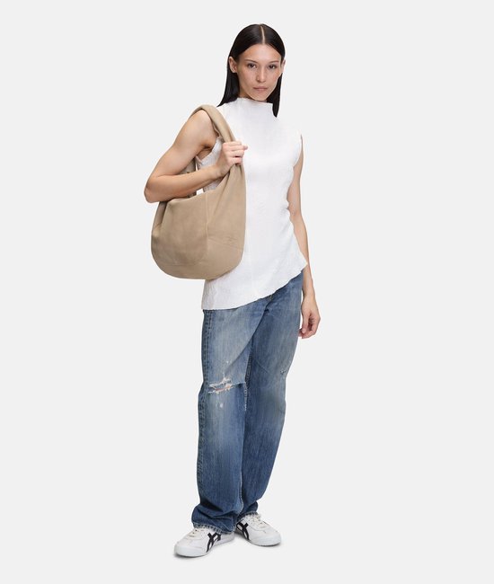 LIEBESKIND BERLIN Cuir Sac à épaule Farrah Hydro Suede Hobo Bag Beige