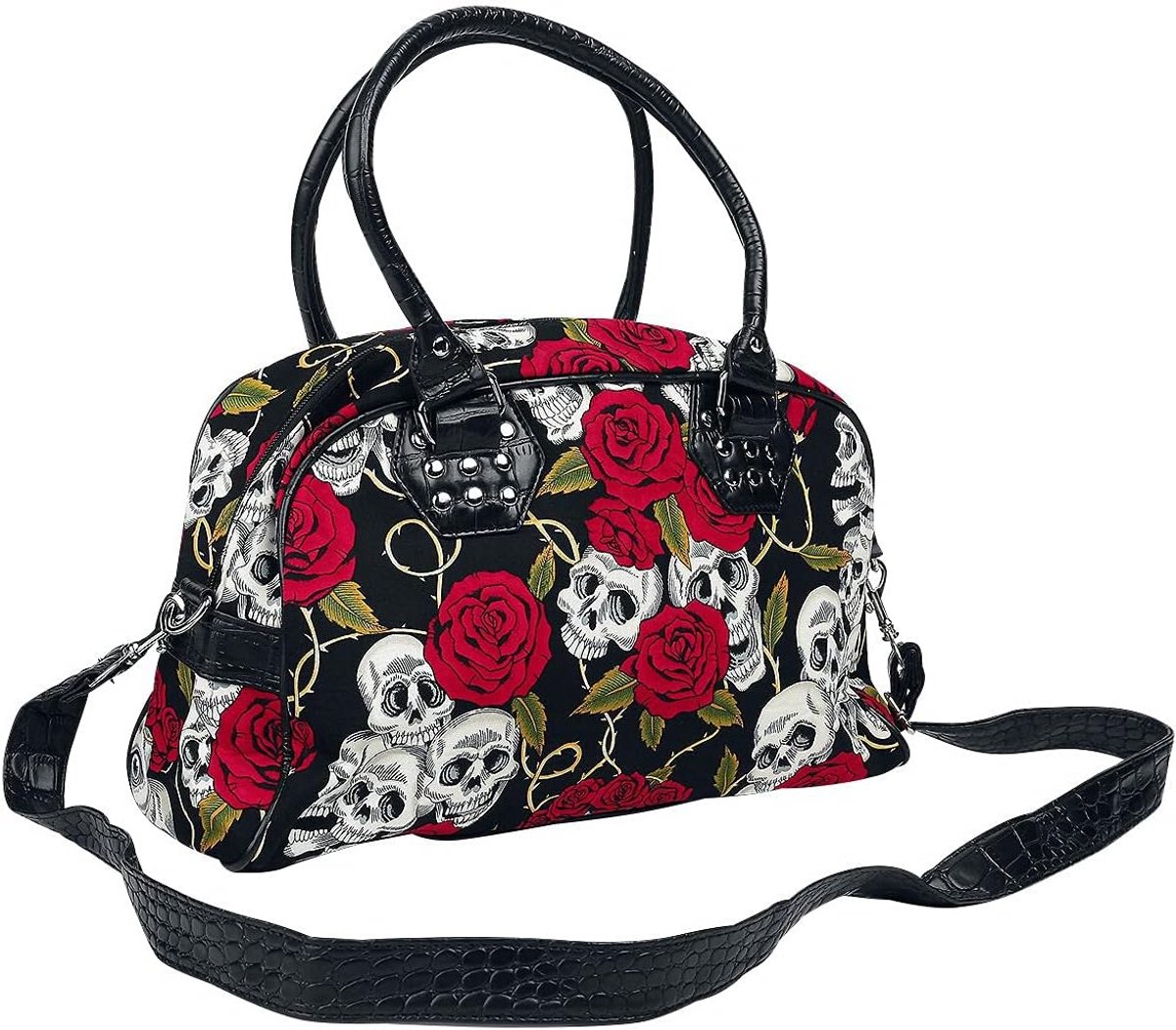 Gothic Handtas met Schedels en Rozen