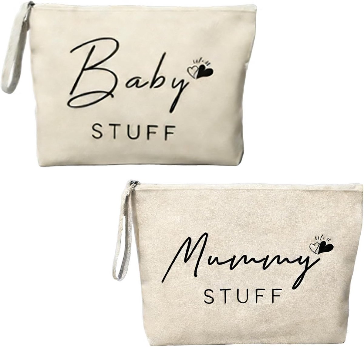 Cadeauset Mama en Baby Tassen - Cosmeticatas Opbergtas - Babyverzorging Organiseren - 2 Delige Set